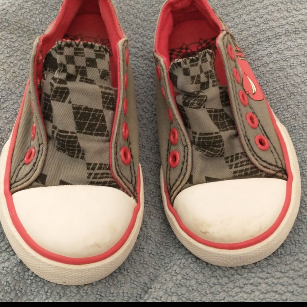 Disney Red and Gray Sneakers Slip-On Style, Toddler 8